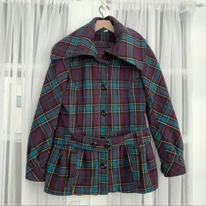 Purple and Teal Plaid Coat